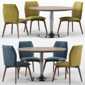 kek zoldkarpitos szek barna modern kerek etkezoasztal asztal uveglapos krom lab targyaloasztal iroda office minimal butor formavivendi lakberendezes.jpg